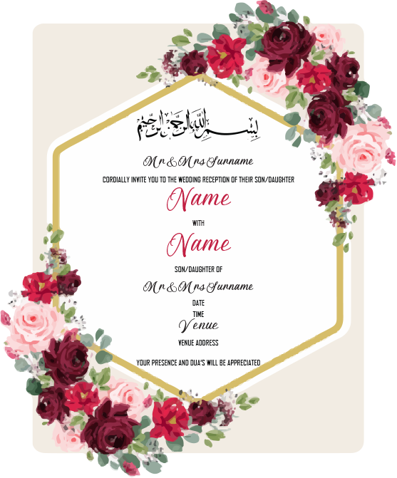 Wedding Invitation Cards - Roses in beautiful reds and pinks