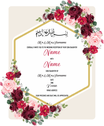 Wedding Invitation Cards - Roses in beautiful reds and pinks