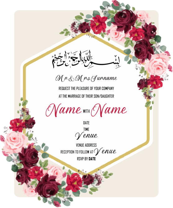 Wedding Invitation Cards - Roses in beautiful reds and pinks