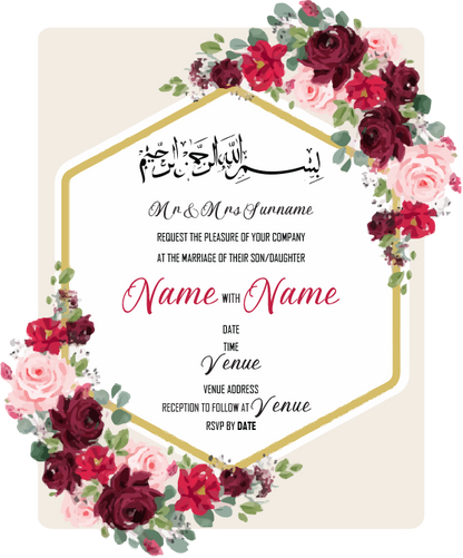 Wedding Invitation Cards - Roses in beautiful reds and pinks