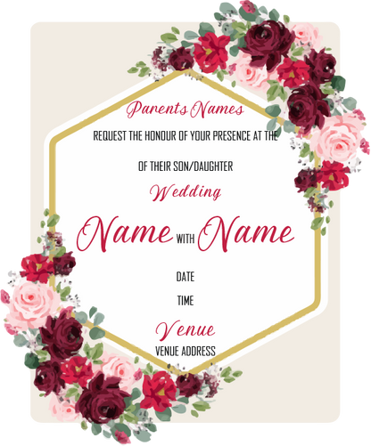 Wedding Invitation Cards - Roses in beautiful reds and pinks