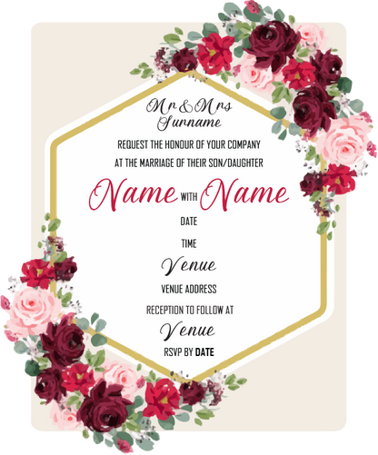 Wedding Invitation Cards - Roses in beautiful reds and pinks