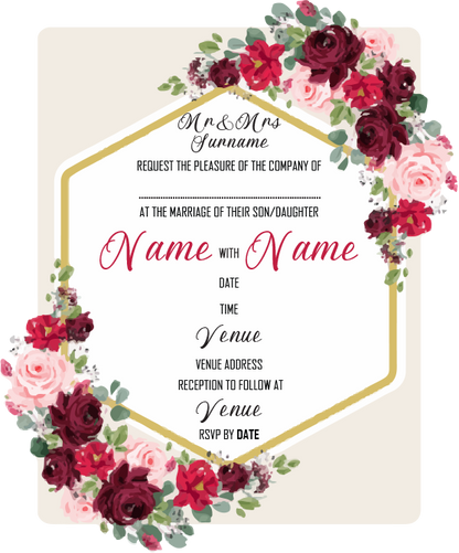 Wedding Invitation Cards - Roses in beautiful reds and pinks