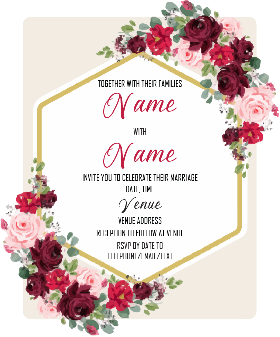 Wedding Invitation Cards - Roses in beautiful reds and pinks