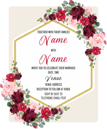 Wedding Invitation Cards - Roses in beautiful reds and pinks