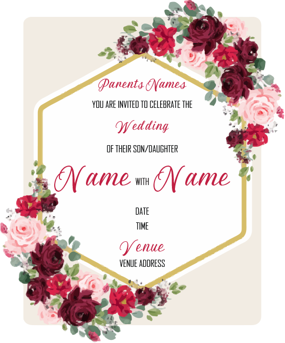 Wedding Invitation Cards - Roses in beautiful reds and pinks