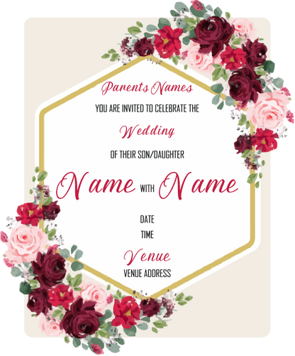 Wedding Invitation Cards - Roses in beautiful reds and pinks