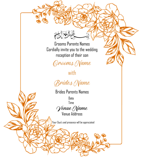 Wedding Invitation Cards - Gold Roses