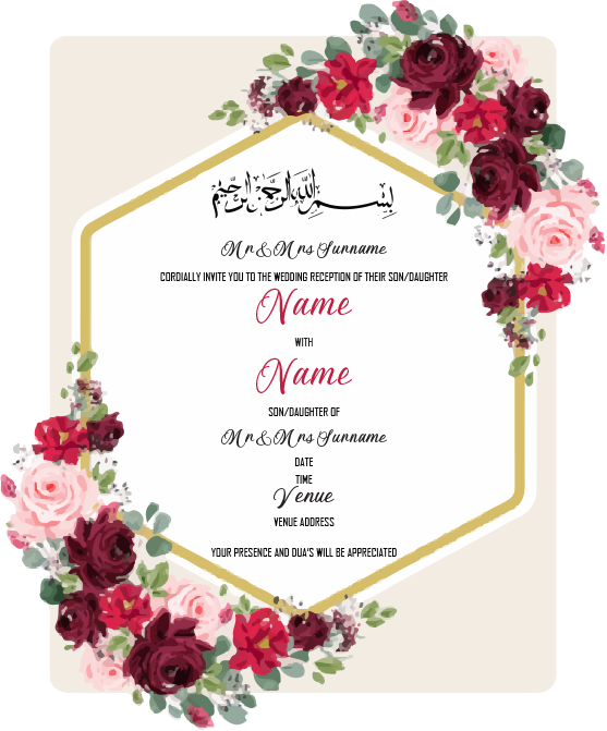 Wedding Invitation Cards - Roses in beautiful reds and pinks