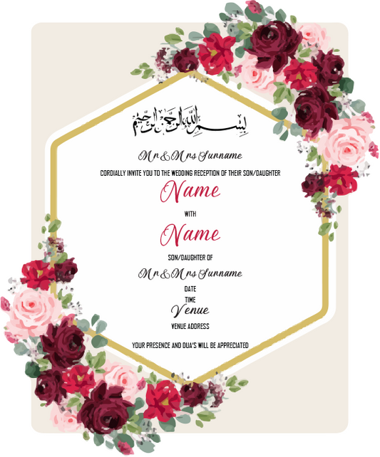 Wedding Invitation Cards - Roses in beautiful reds and pinks