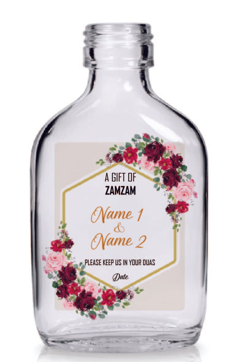 Zamzam filled bottles - Red and pink roses