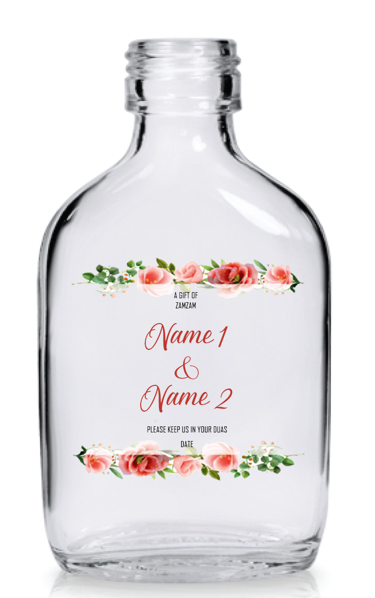 Empty Bottle - Coral roses and camellias