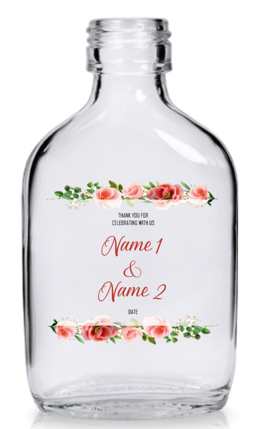 Empty Bottle - Coral roses and camellias