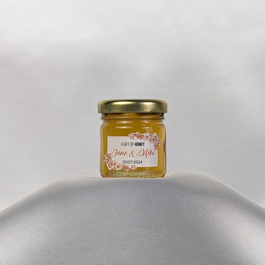 Miniature Raw, Organic Honey Jars - Gold roses