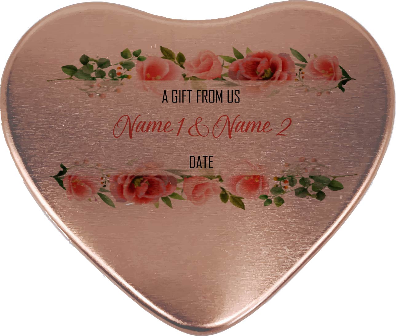 Heart Tins - Coral roses and camellias