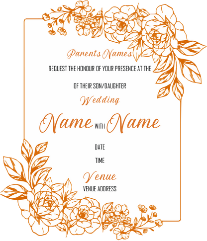 Wedding Invitation Cards - Gold Roses