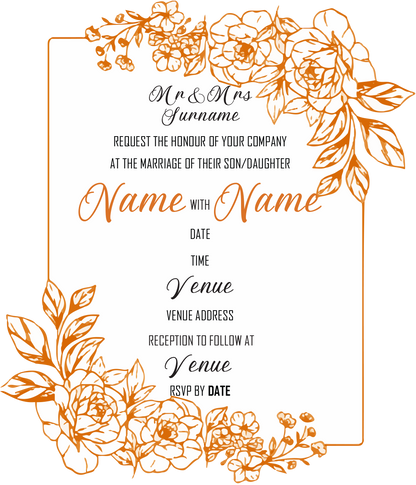 Wedding Invitation Cards - Gold Roses