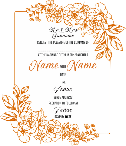 Wedding Invitation Cards - Gold Roses