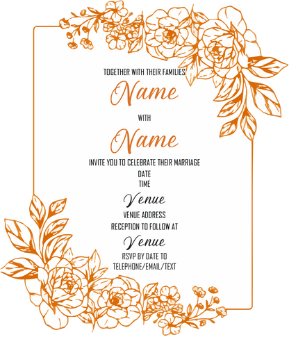 Wedding Invitation Cards - Gold Roses