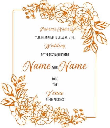 Wedding Invitation Cards - Gold Roses