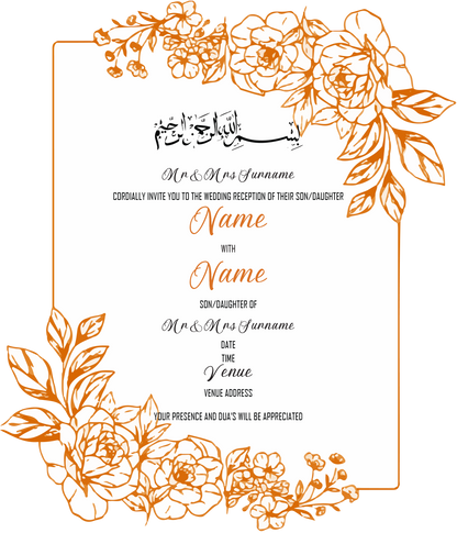 Wedding Invitation Cards - Gold Roses