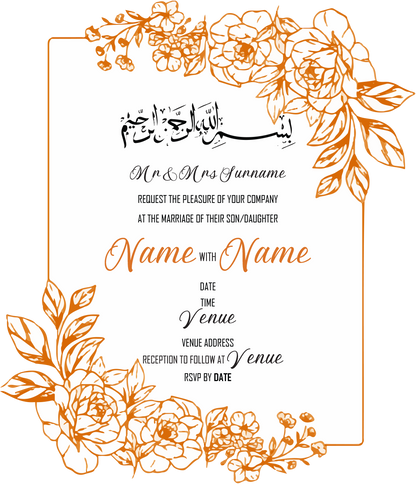 Wedding Invitation Cards - Gold Roses